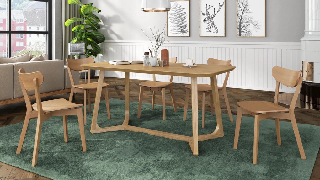 MAZZONI EXPORT ROXY Stejar natural - SCAUN DE LEMN PENTRU SALON SUFRAGERIE BUCĂTĂRIE RETRO