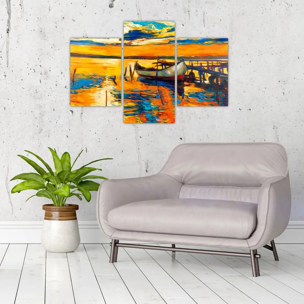 Tablou - Barca la apus de soare (90x60 cm)