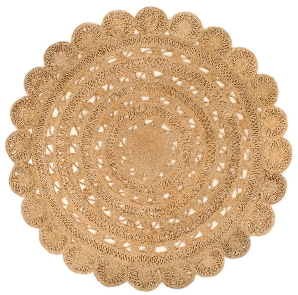 Covor împletit manual, 180 cm, iută, rotund