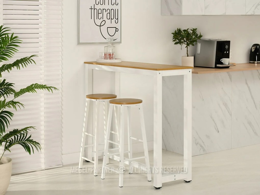 Set masă scaune pentru sufragerie Remma (stejar + alb) (pentru 2 persoane). Promo -11%. 1111873
