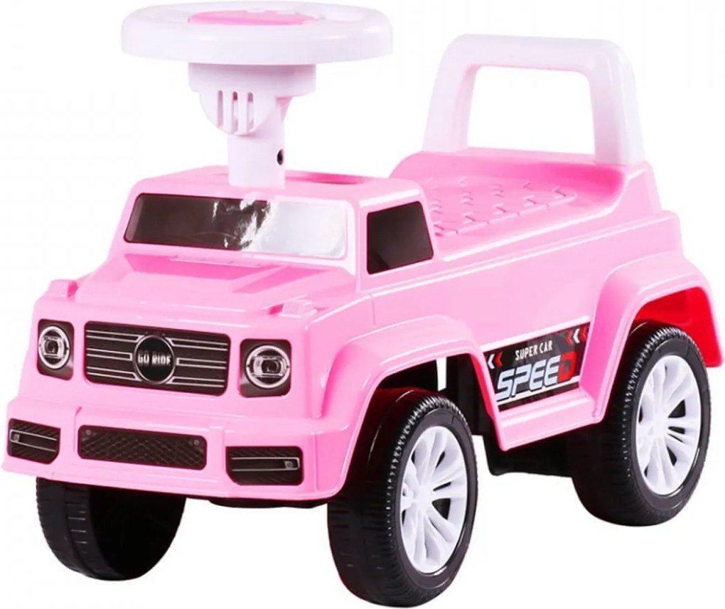 Masinuta cu Functie de Trotineta Fara Pedale Pentru Copii NOVOKIDS™ Speedy , Maxim 25 Kg, Cu Melodii si Sunete, Spatar de Protectie si Volan, ROZ