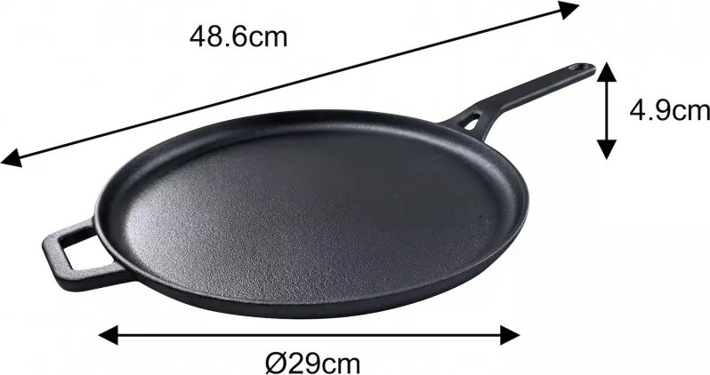 Recenzie: Tigaie pentru clătite Kinghoff KH 1895, 29 cm, fontă, suprafață antiaderentă, compatibilă cu plitele cu inducție, negru