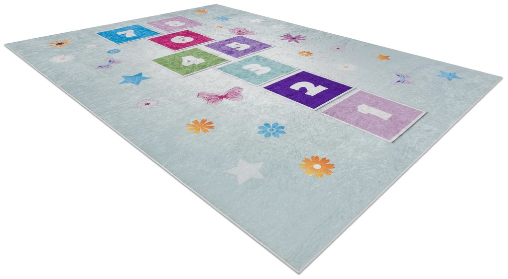 BAMBINO 1075 covor lavabil Grădină hopscotch, numere pentru copii anti-alunecare - verde - SECUNDAR-COTATI PRODUSUL