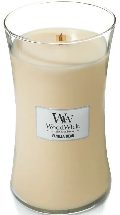 Lumânare parfumată vază mare WoodWick Vanilla Bean, 609 g