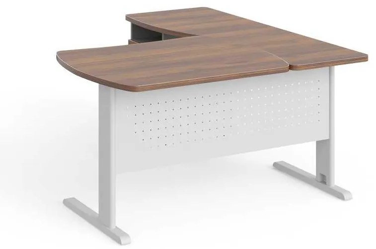 Statie de lucru de colt Manager 140 x 160 cm, stânga, nuca warmia / gri
