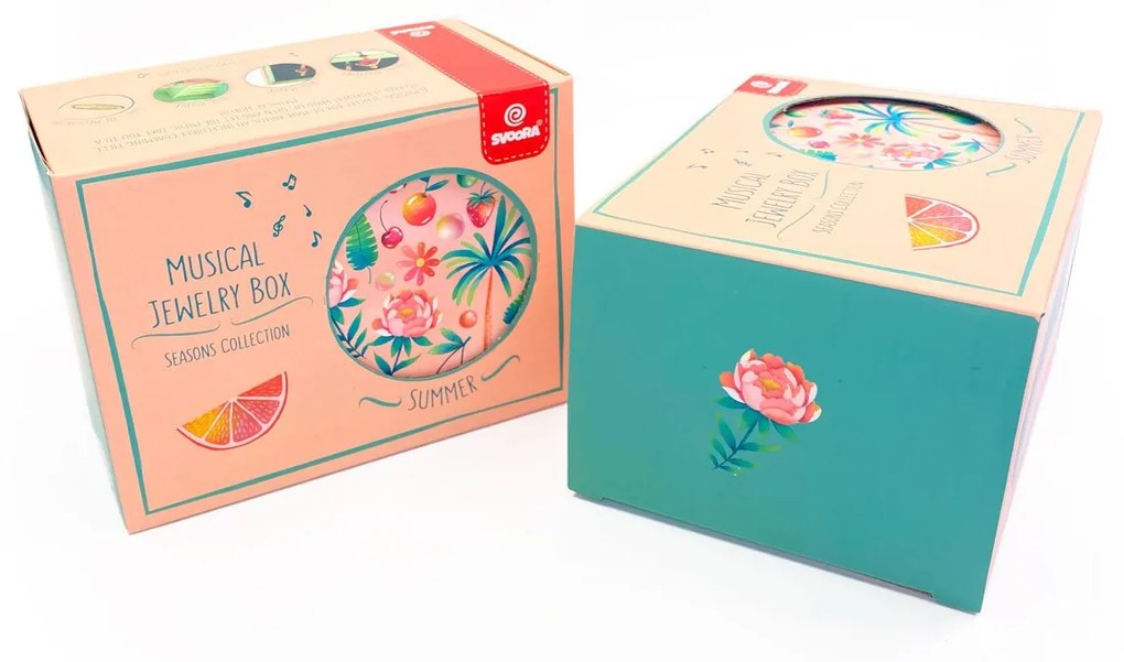 Cutiuta muzicala pentru bijuterii cu suport inele  Summer