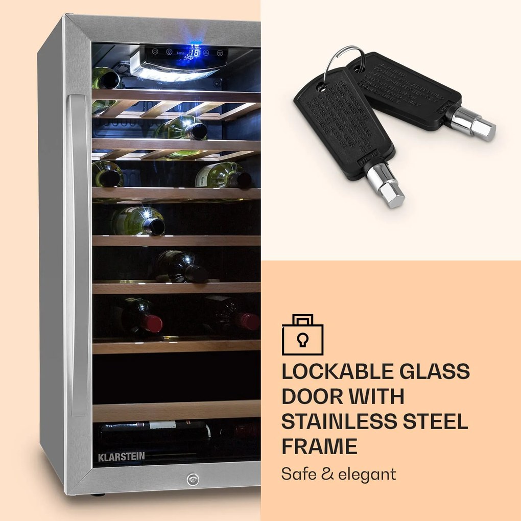 Klarstein Vivo Vino 26, 88 litri, răcitor de vin, 26 sticle, negru, LED