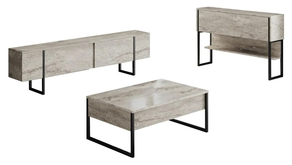 Mobilier living Luna set (Travertin + Negru) . 1102331