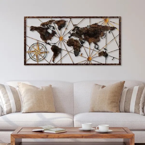 Decorațiune de perete 120x60 cm metal hartă a lumii