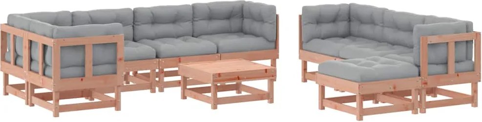 vidaXL Set mobilier de grădină cu perne, 10 piese, lemn masiv douglas