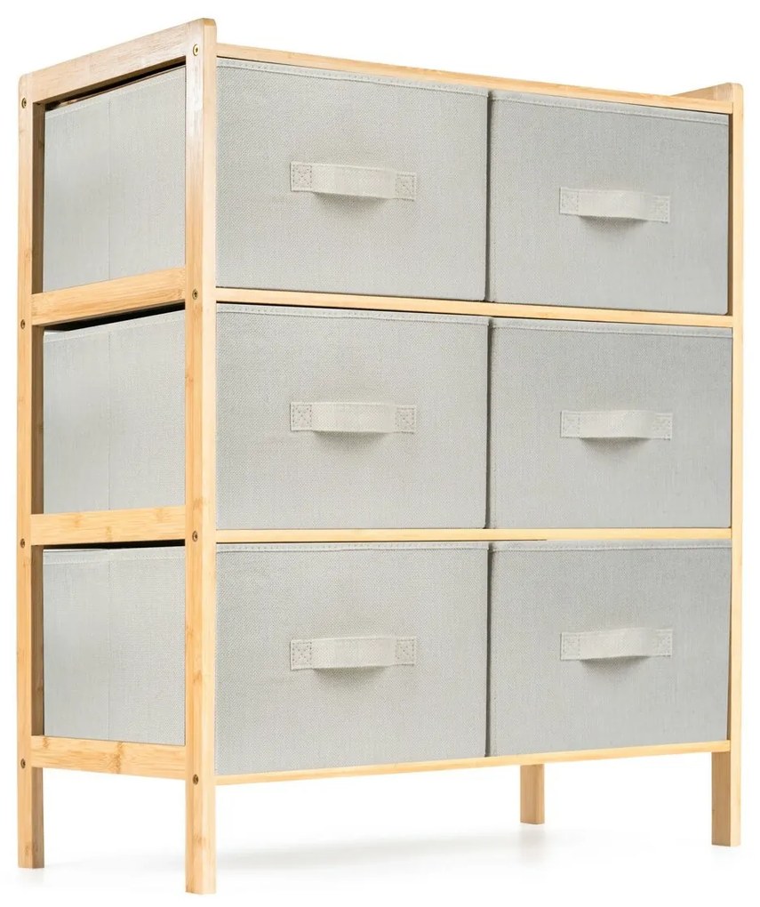 Raftier din bambus cu coșuri G21, 3 etajere, bej, 3 etaje