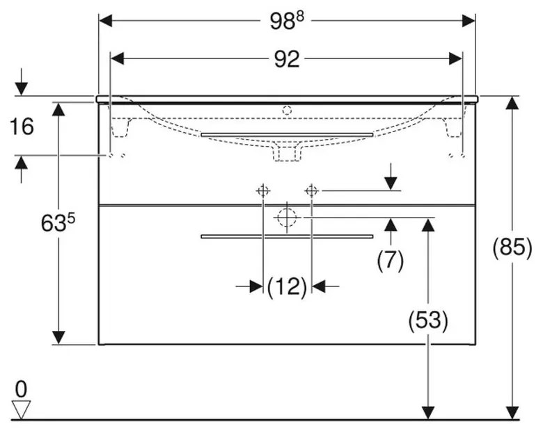 Dulap pentru lavoar 64x99x48 cm, cu lavoar, 2 sertare, alb lucios Alb lucios
