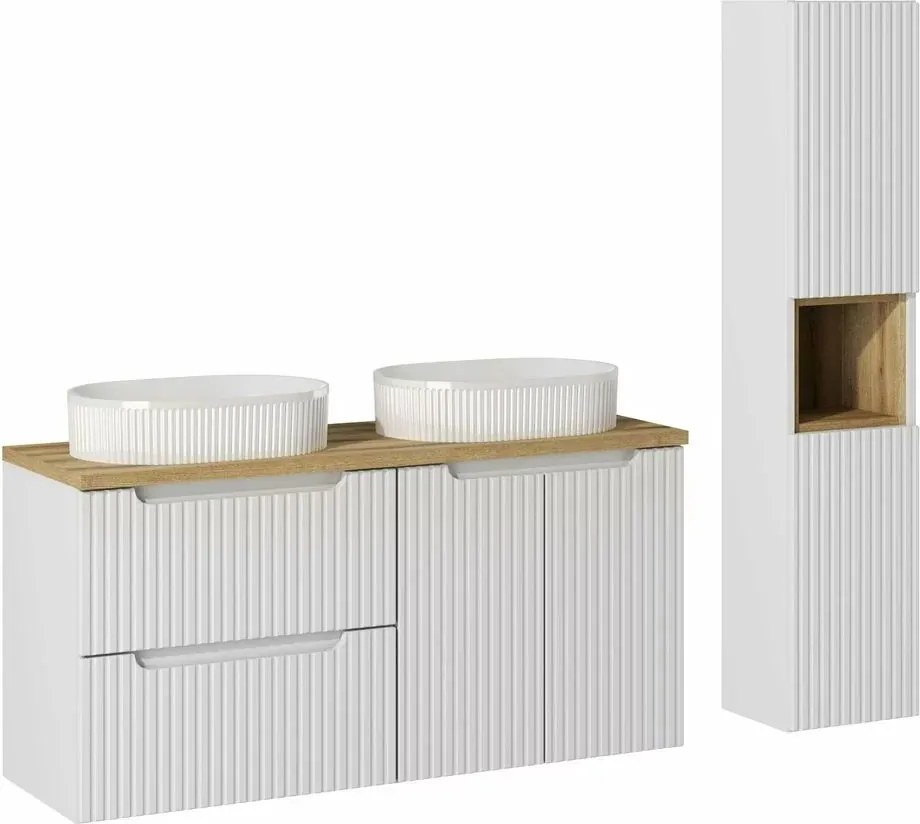 Set mobilier baie 120 cm 7 piese Comad Nova alb mat