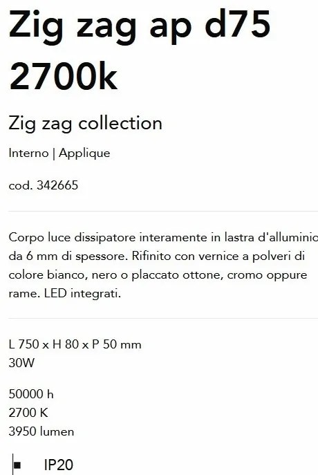 Aplica de perete LED lumina ambientala Zig zag ap d75 2700k, Alba