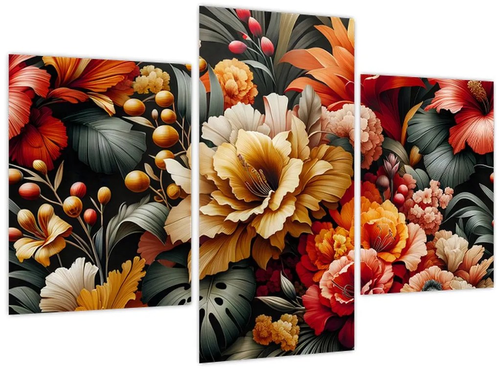 Tablou - Flori portocalii și roșii (90x60 cm)
