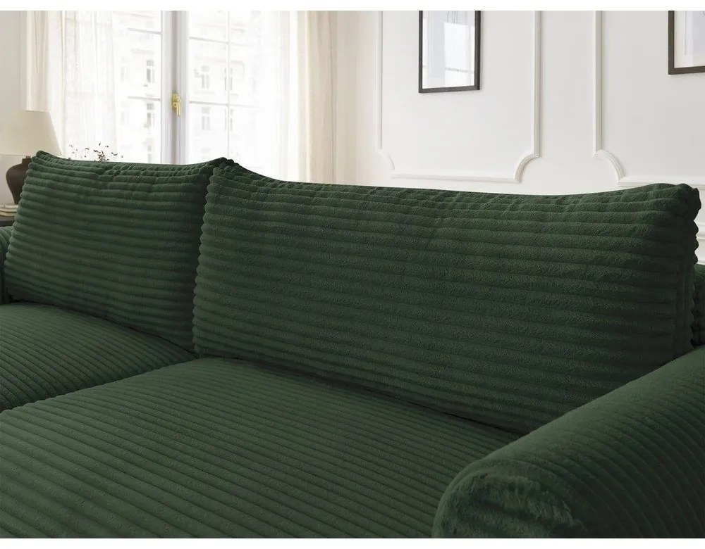 Colțar verde închis extensibil cu tapițerie din catifea reiată (cu colț pe partea stângă ) Lucien – Bobochic Paris