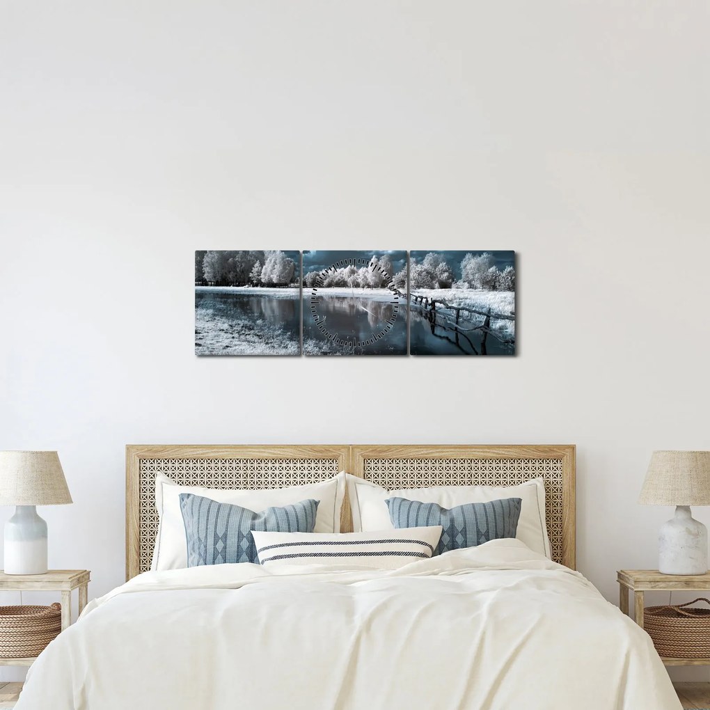Tablou - Peisaj înghețat (cu ceas) (90x30 cm)
