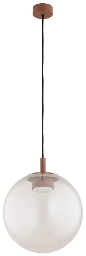 Lustra suspendata din Sticla, Roz Opac, Metal, Teracota, SACRAMENTO