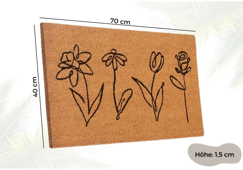 Covoraș de intrare din fibre de nucă de cocos 40x70 cm Wildflowers – Hanse Home