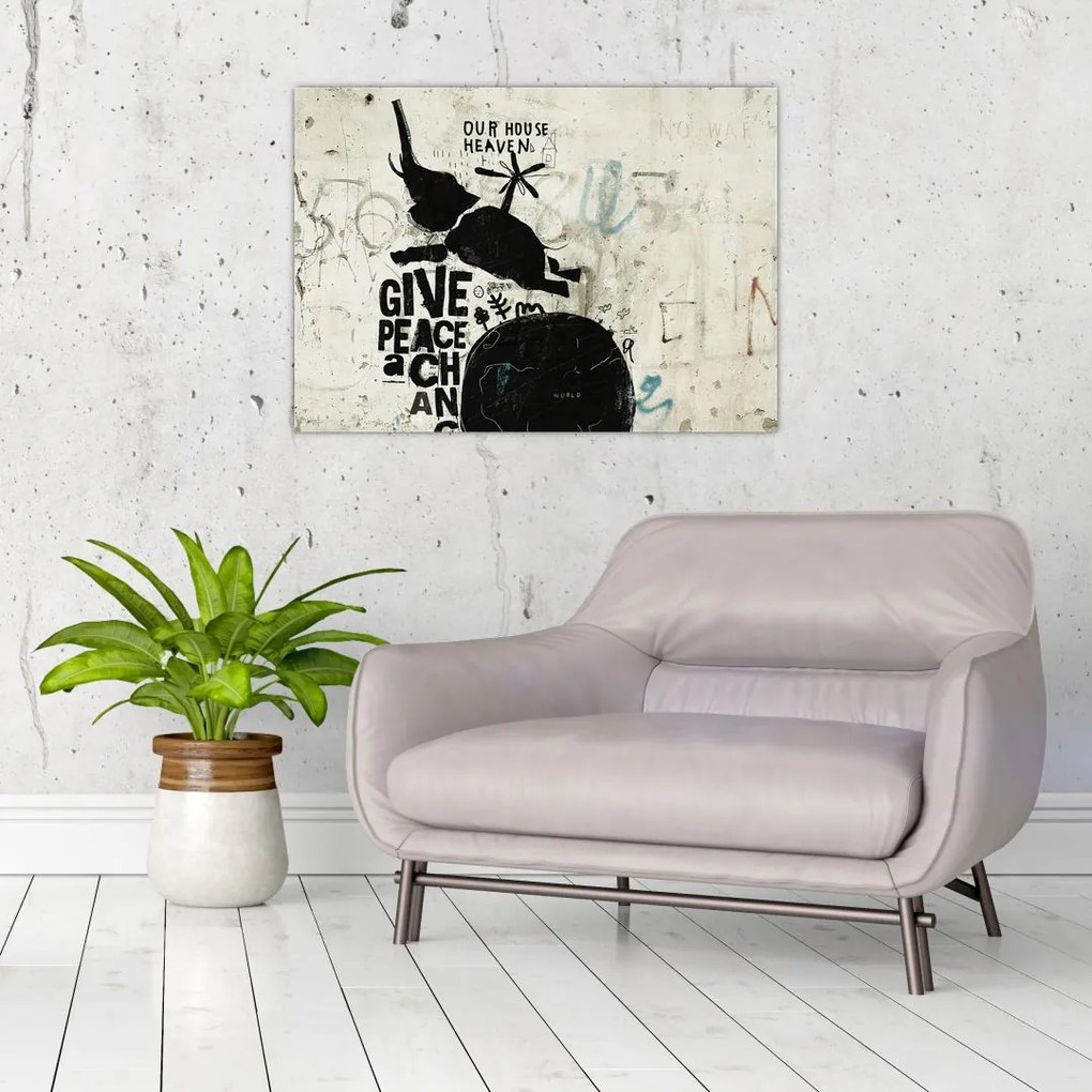 Tablou pe sticlă - Elefant deasupra solului (70x50 cm)