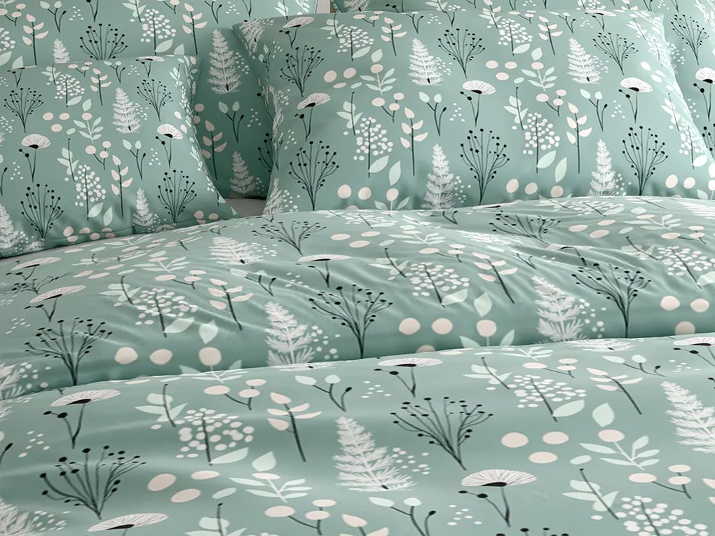 Lenjerie de pat din bumbac WILD FLOWERS mentol Dimensiune lenjerie de pat: 70 x 90 cm | 140 x 200 cm