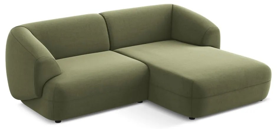 Colțar verde cu tapițerie din catifea (cu colț pe partea dreaptă) Moana – Makamii