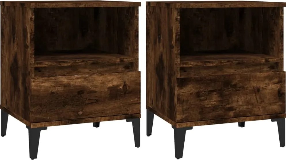 vidaXL Noptiere, 2 buc., stejar fumuriu, 40x35x50 cm