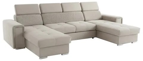 Colțar extensibil SALVADA, reversibil în formă de U, cu spațiu de depozitare, bej