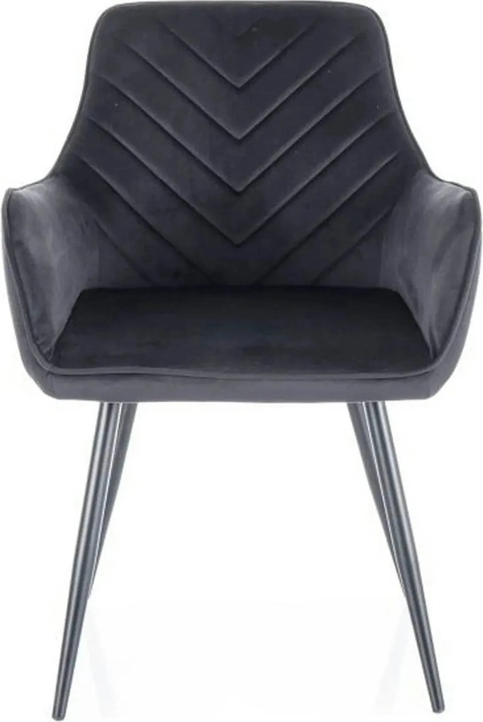 Scaun FIG, negru, stofa catifelata/metal, 57x47x85 cm