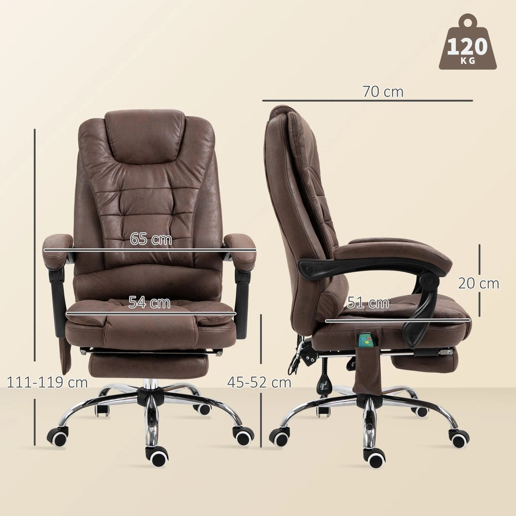 Vinsetto Scaun Birou Masaj – inclinabil, incalzire &amp; 6 Vibratii | Aosom Romania