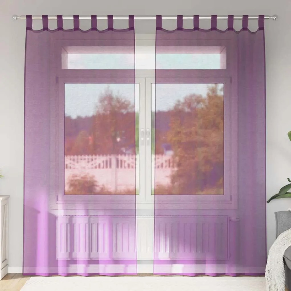 vidaXL Perdele Voile cu Bucle 2 buc Violet 140x225 cm