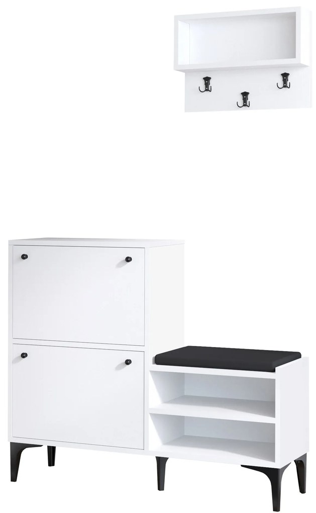 Set mobilier pentru hol Fuko (Alb + Negru). 1073371