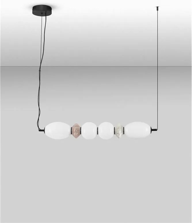 Pendul LED decorativ ceramic mocha, gri, alb, PALLINA