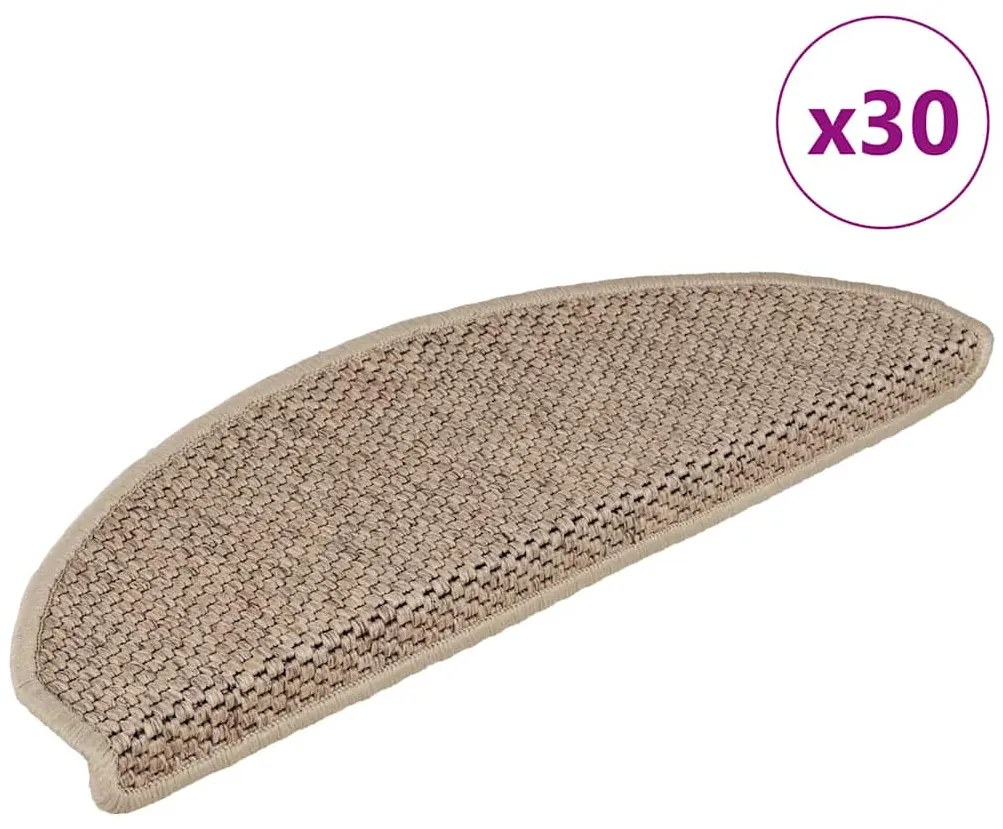 vidaXL Covorașe scări autoadezive 30buc nisipiu 65x21x4cm aspect sisal