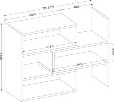 Biblioteca extensibila, 72.5-125x83 cm, Kari, ADRK Furniture (Culoare: Alb / Alb)