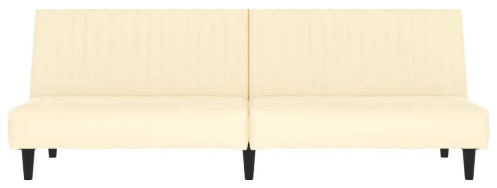 Canapea extensibila cu 2 locuri, crem, piele ecologica Crem, Fara scaunel pentru picioare Fara scaunel pentru picioare