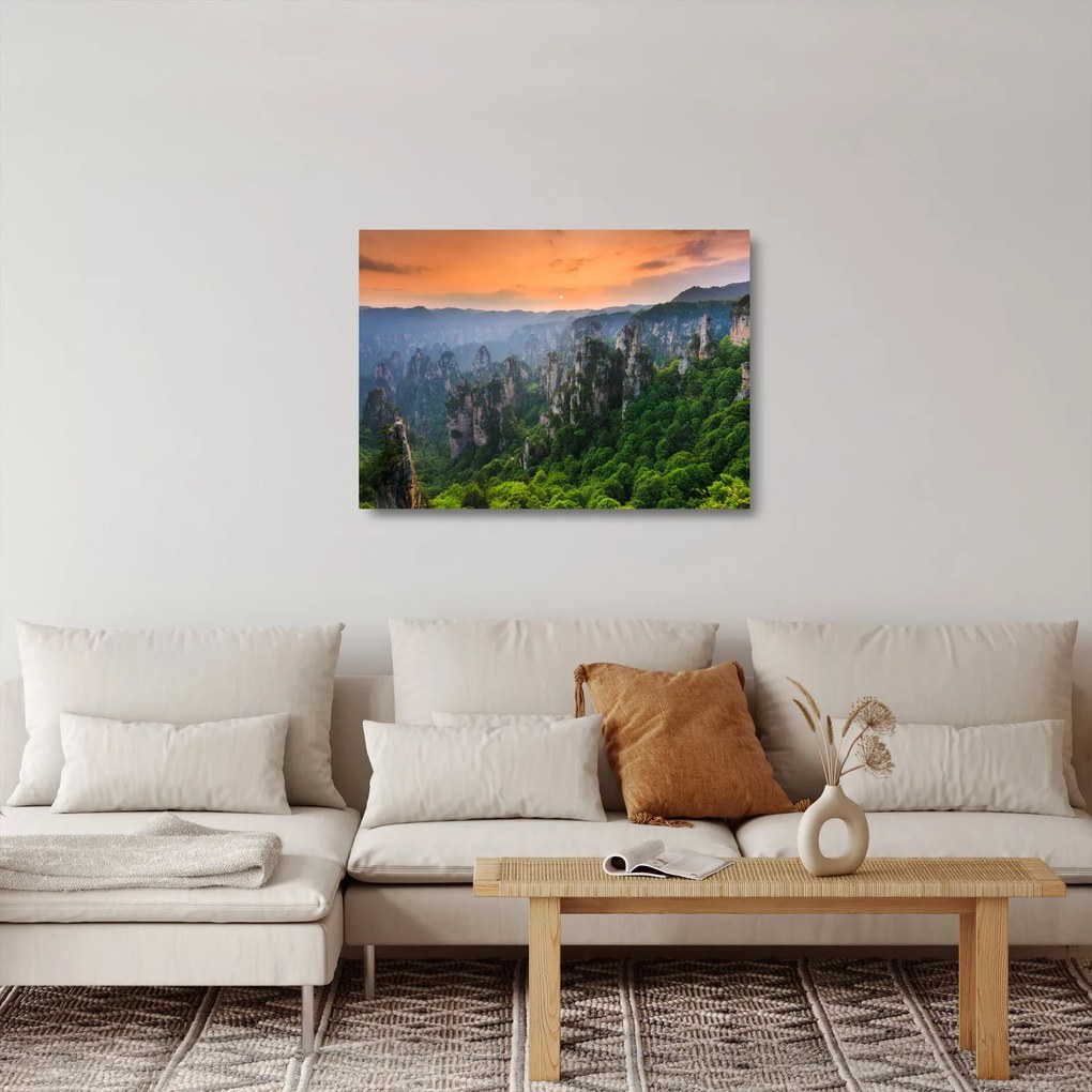 Tablou pe sticlă - Parcul forestier național Zhangjiajie (70x50 cm)