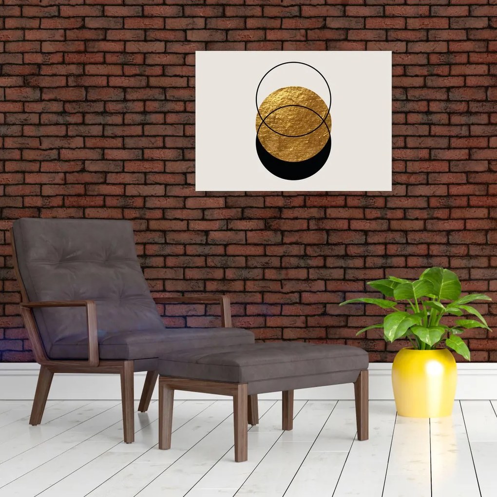 Tablou - Abstracție de aur și alb N⁰2 (70x50 cm)