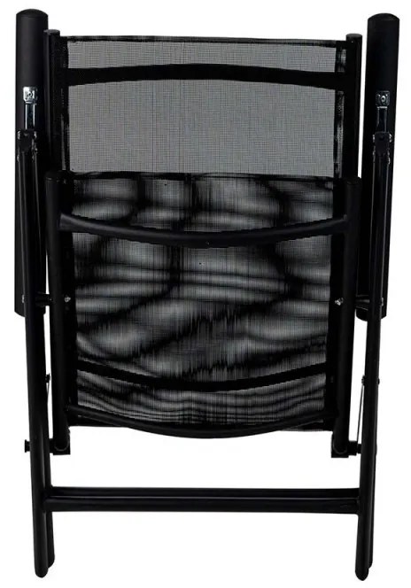 Scaun metalic pliabil Muhler 1005248, 7 pozitii, Spatar si scaun din material textil, Negru