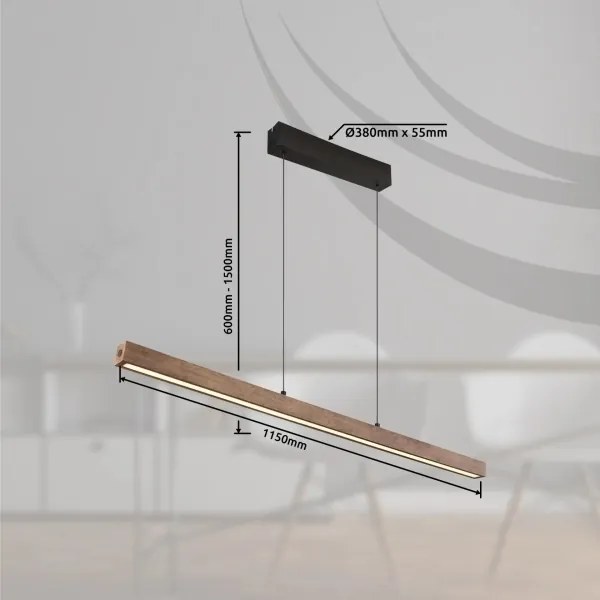 Globo 17015 - Lustra OLIVUS suspendată pe cablu, LED reglabil cu comutare tactilă/24W/230V 3000K maro