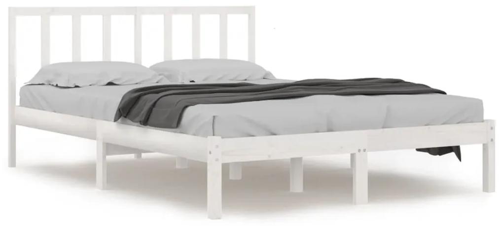 3105072 vidaXL Cadru de pat, alb, 140x200 cm, lemn masiv de pin