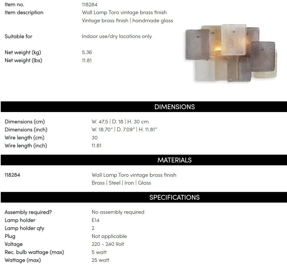 Aplica de perete design LUX Toro