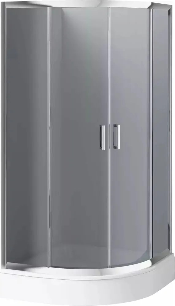 Cabina de dus semirotunda Deante Funkia cu usi culisante 90x90x185 cm finisaj crom