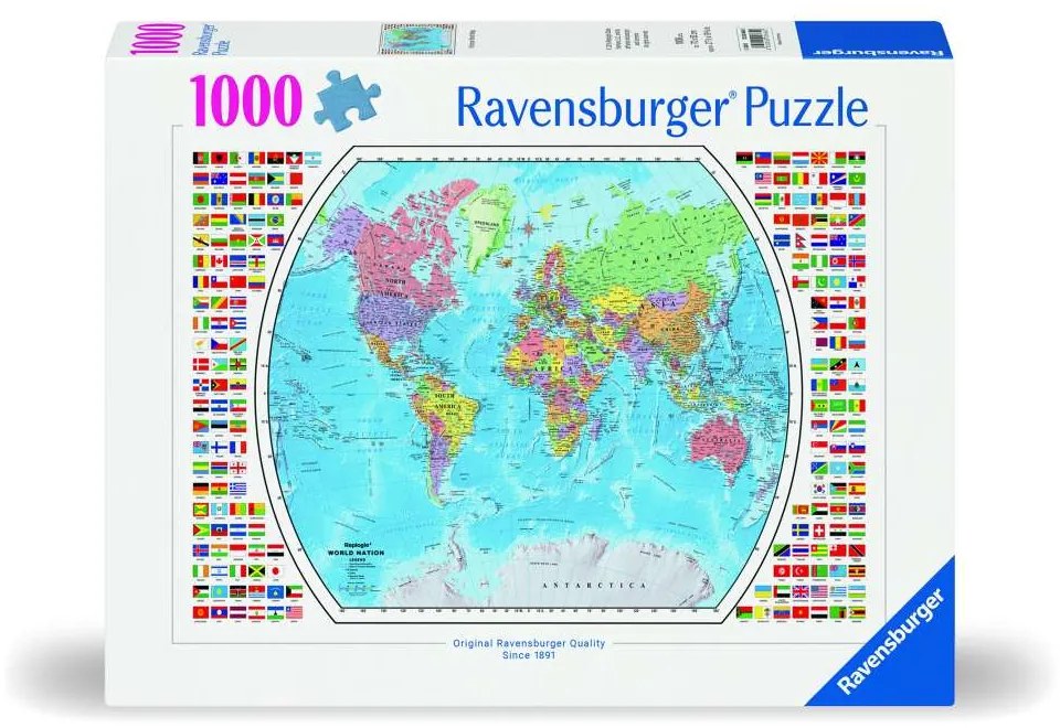 PUZZLE HARTA POLITICA GLOB PAMANTESC 1000 PIESE DESIGN NOU - RAVENSBURGER (RVSPA00664)