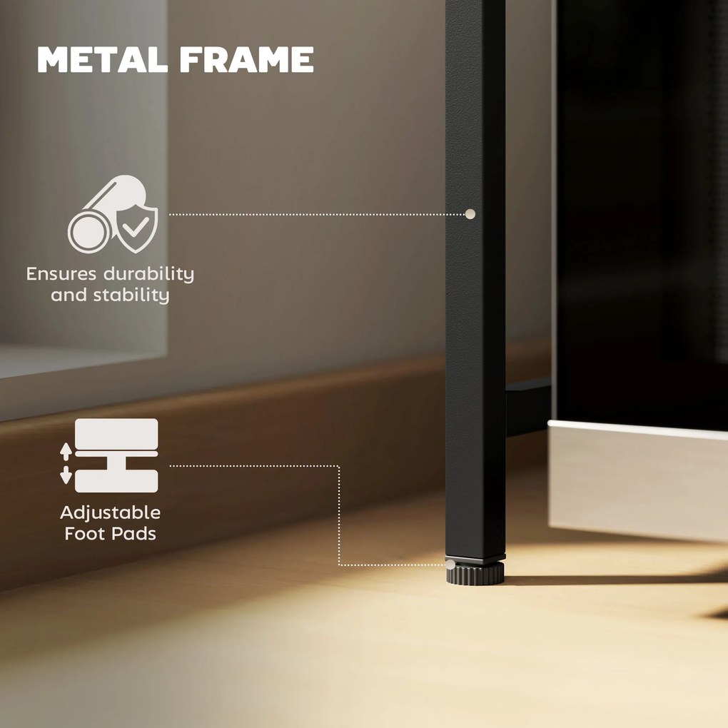 HOMCOM Suport extensibil pentru cuptor cu microunde pe 2 niveluri cu 3 cârlige, din metal, negru | Aosom Romania