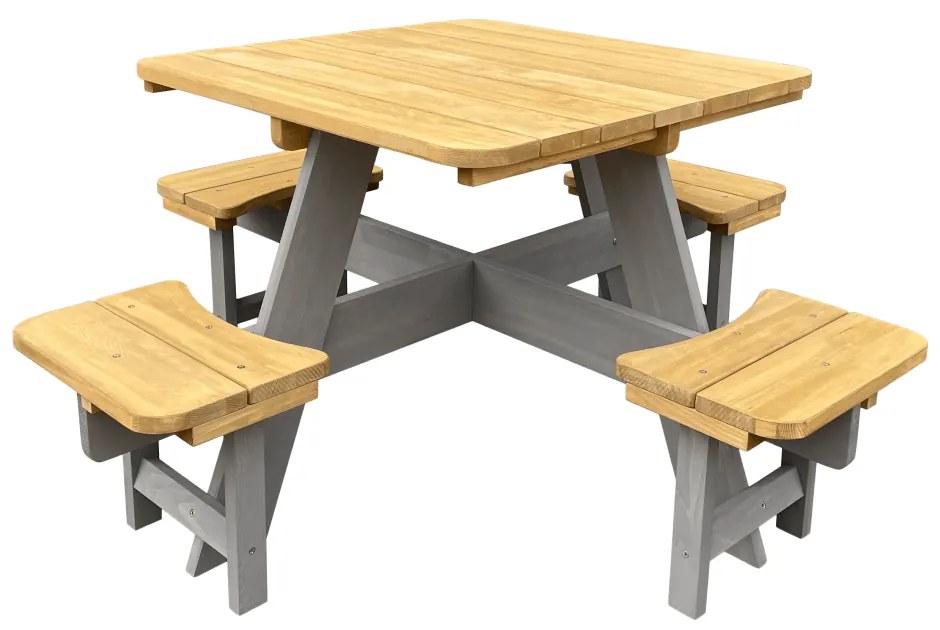 Set mobilier de grădină pentru copii, realizat din lemn, maro / gri, PIKIO