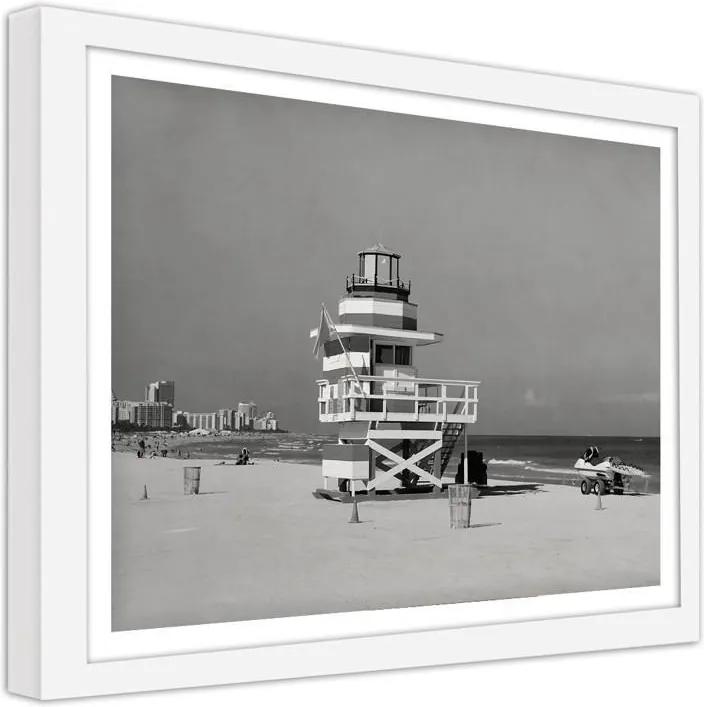 CARO Imagine în cadru - Retro Miami Beach 70x50 cm Alb