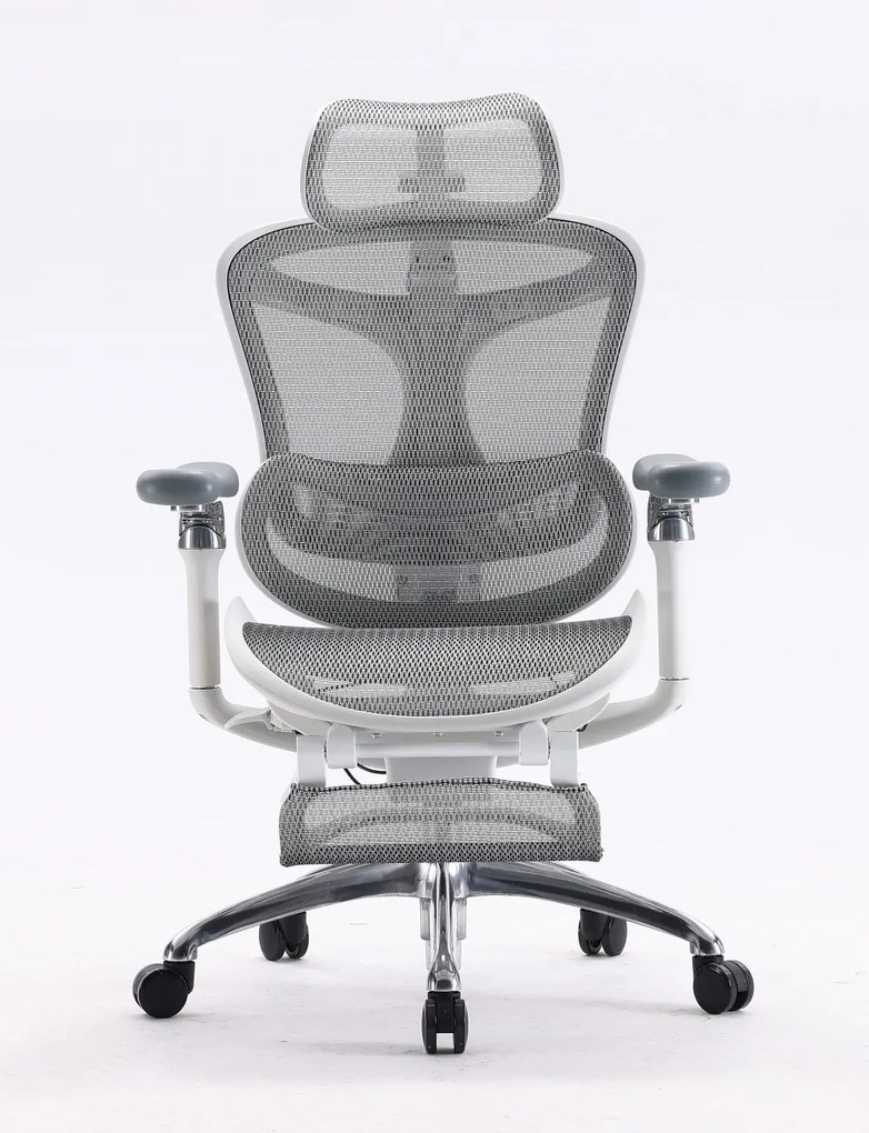 Scaun Ergonomic SIHOO C300, Suport Lombar Inteligent, Tetieră 3D, Cotiere 5D, Șezut Glisant, Spătar Reglabil pe Înălțime, Suport pentru Picioare, Mesh, Gri