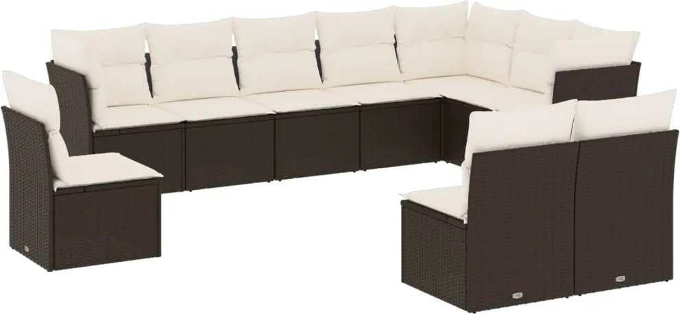 vidaXL Set canapele de grădină cu perne, 10 piese, negru, poliratan