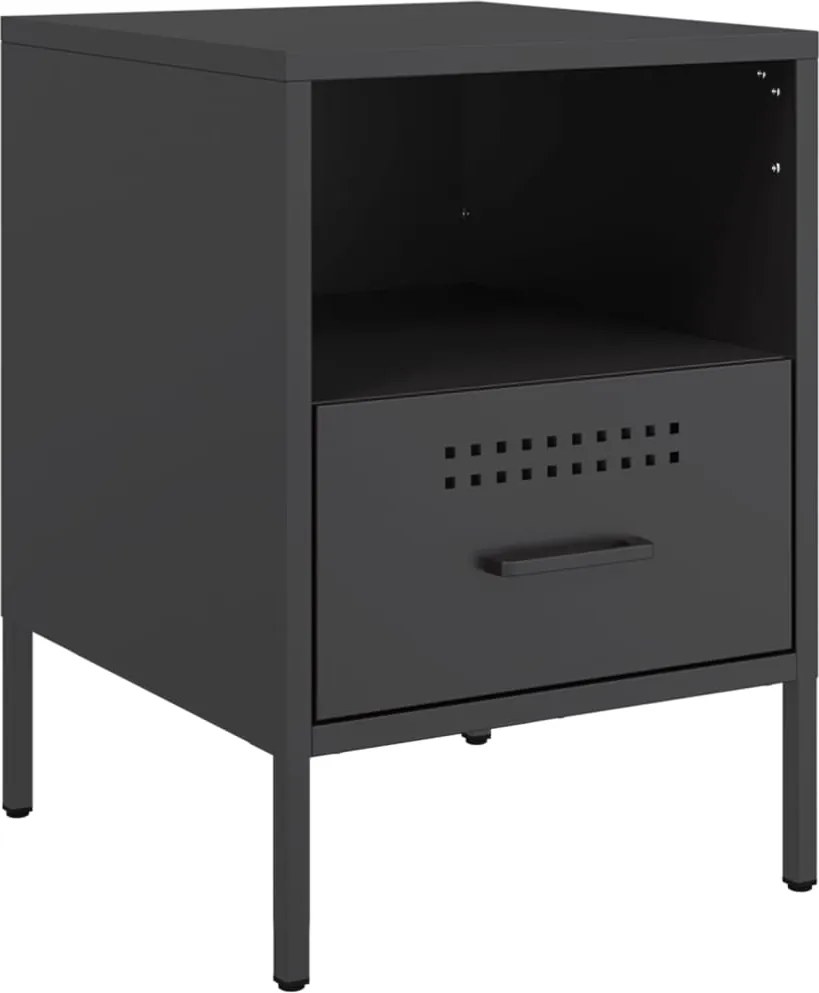 vidaXL Noptieră, negru, 36x39x50,5 cm, oțel